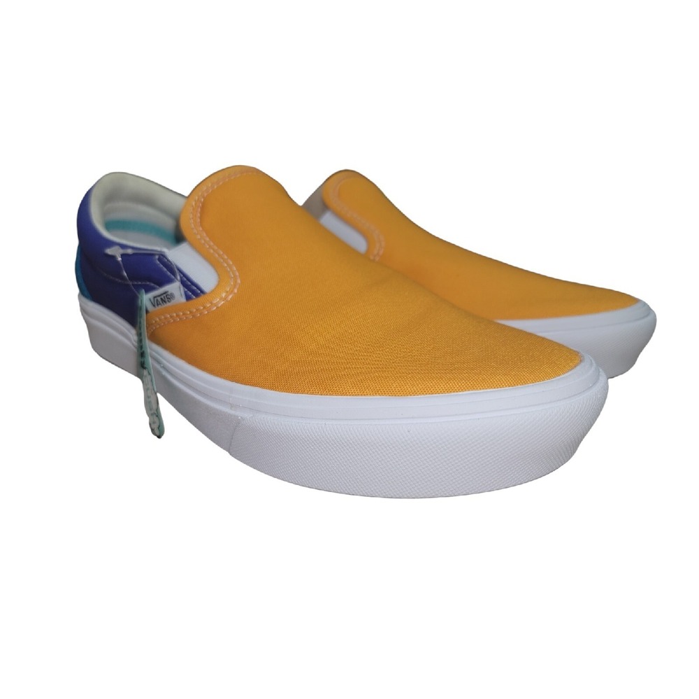 VANS Comfycush‎ Slip On Color Block Yellow Blue Shoes Sz Women's 9.5 / Men's 8